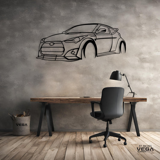 Veloster Turbo Front Side ALUMINUM SKETCH WALL ART